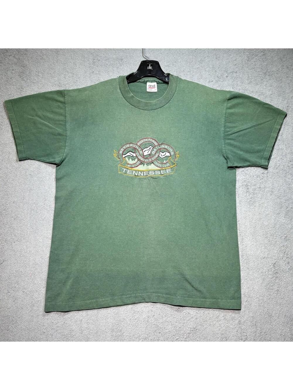 Vintage Tennessee Embroidered Tourist T Shirt USA Anvil Single Stitch Large